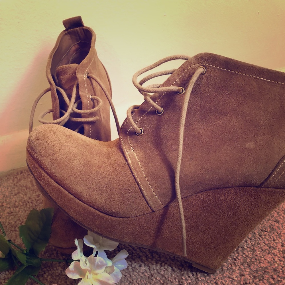 Suede Jessica Simpson wedge booties